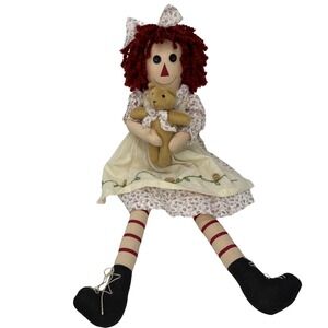 Delton Shelf Sitting Doll 21" Plush Girl Country Farmhouse Cottage Decor